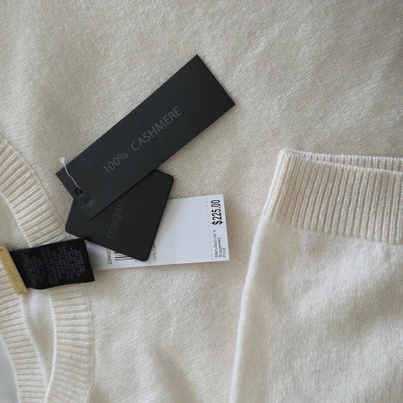 MAGASCHONI 100% Cashmere Frost White Short Sleeve Sweater Shirt - Picture 5 of 5